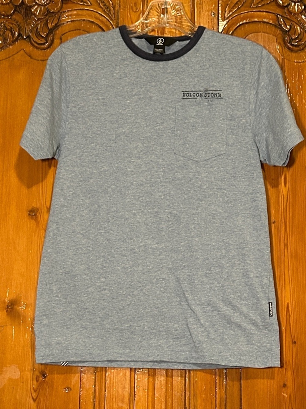Volcom Sky Blue Boys Front Pocket Tee. Medium